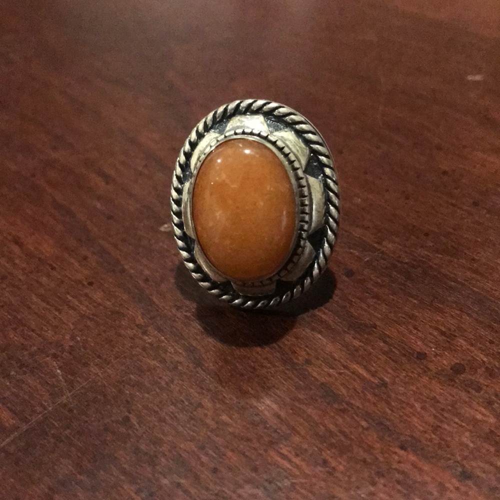 QVC Sincerely Southwest Peach Aventurine Ring Sz 6 Sterling Silver 925